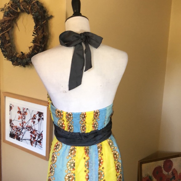 ANTHROPOLOGIE Moulinette Soeurs sz 12 Halter Dress 100% Silk TieNeck Mandela NEW - Picture 6 of 16